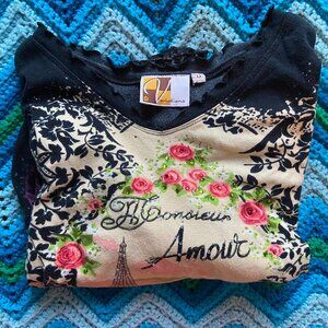 Vintage  long sleeved crop top